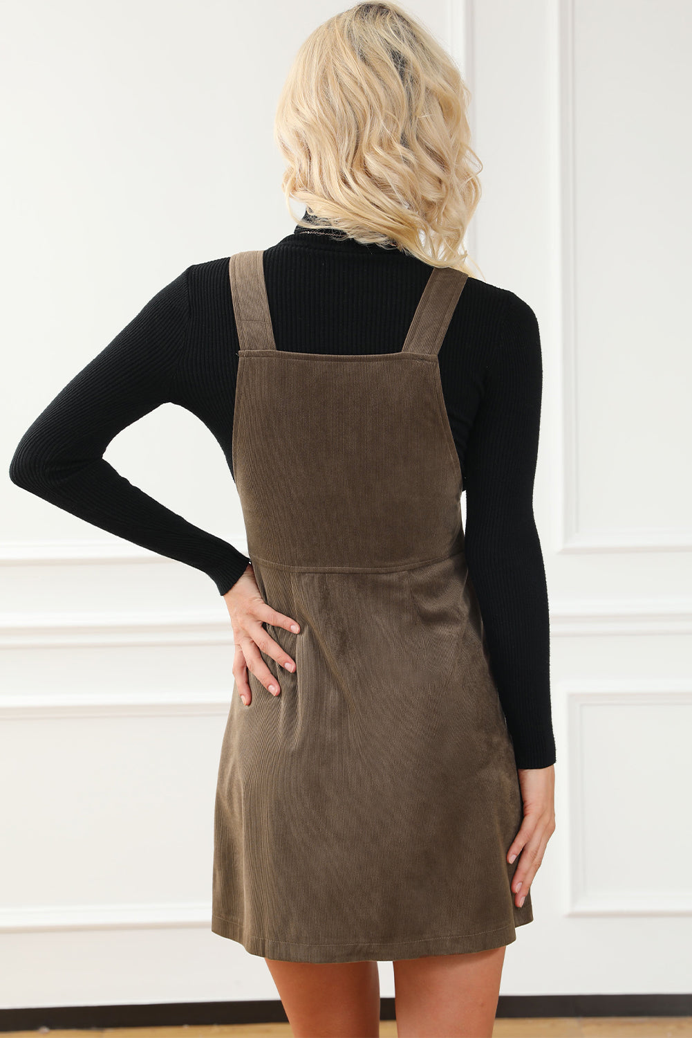 Pocketed Zip Up Wide Strap Mini Dress - Lunaria