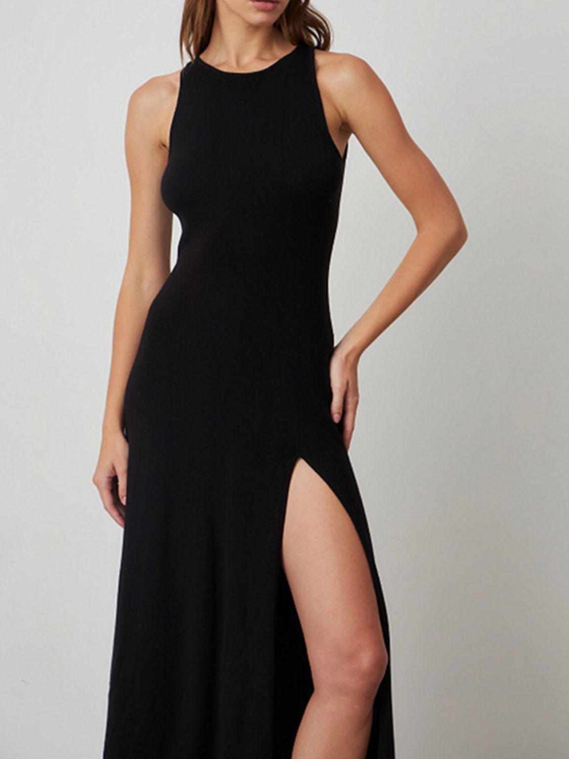 Side Slit Round Neck Sleeveless Dress - Lunaria