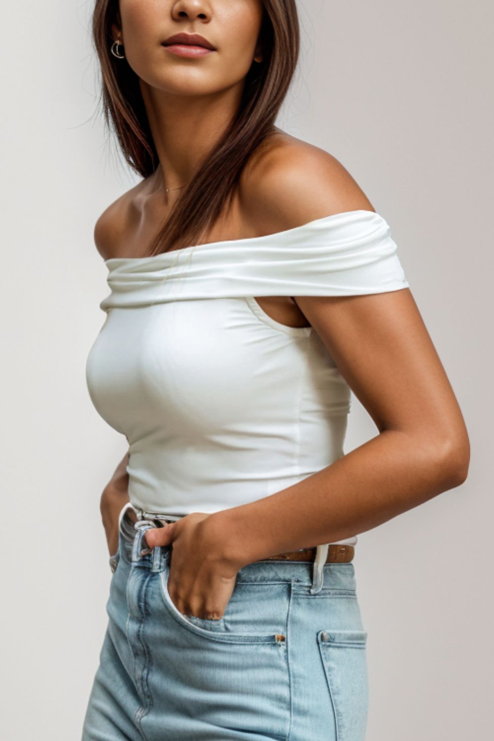 Off-Shoulder Short Sleeve Blouse - Lunaria