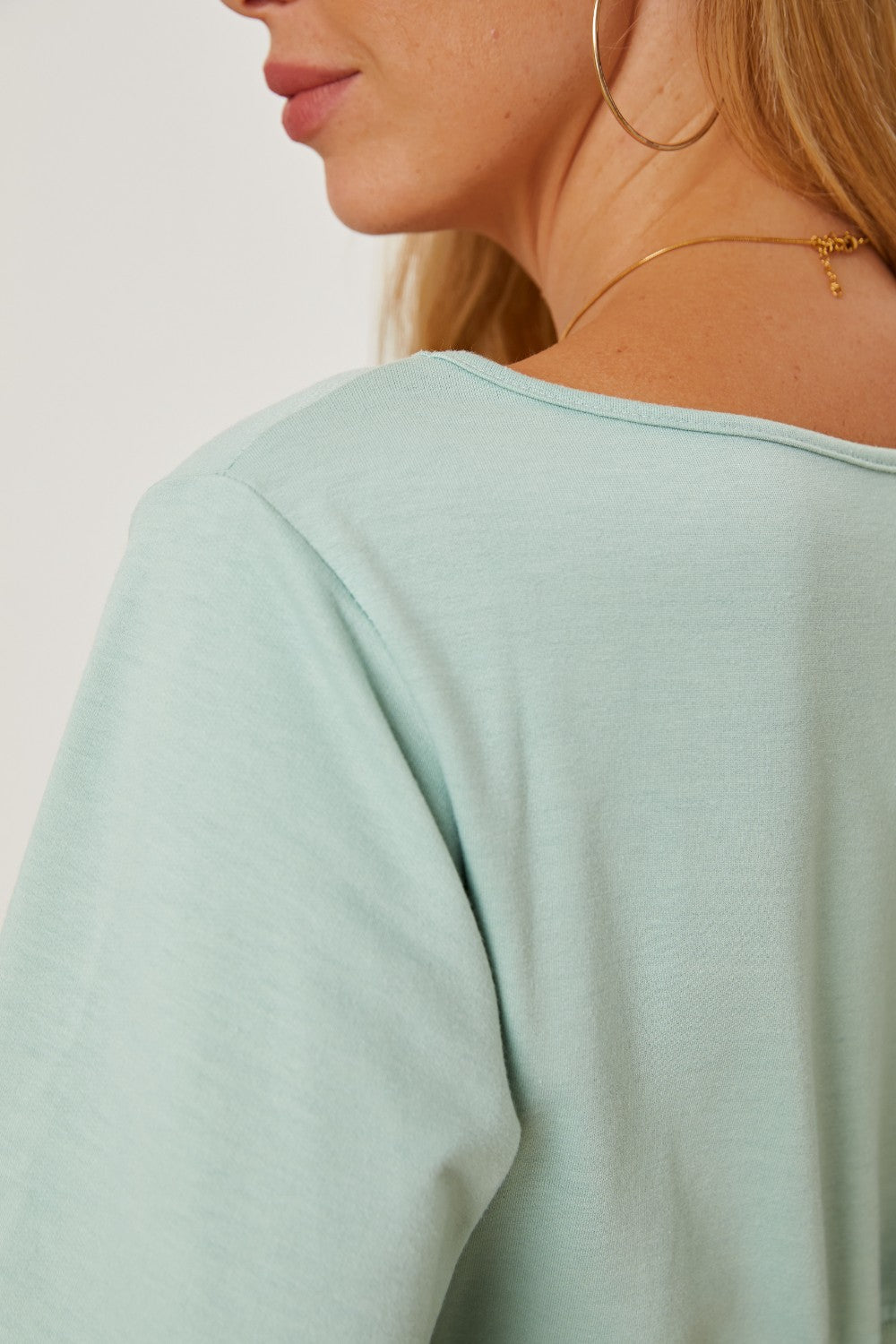 Boat Neck Lantern Sleeve Blouse - Lunaria