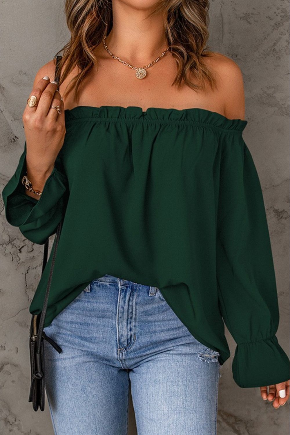 Frill Off-Shoulder Flounce Sleeve Blouse - Lunaria