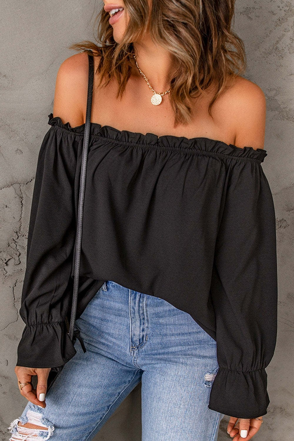 Frill Off-Shoulder Flounce Sleeve Blouse - Lunaria