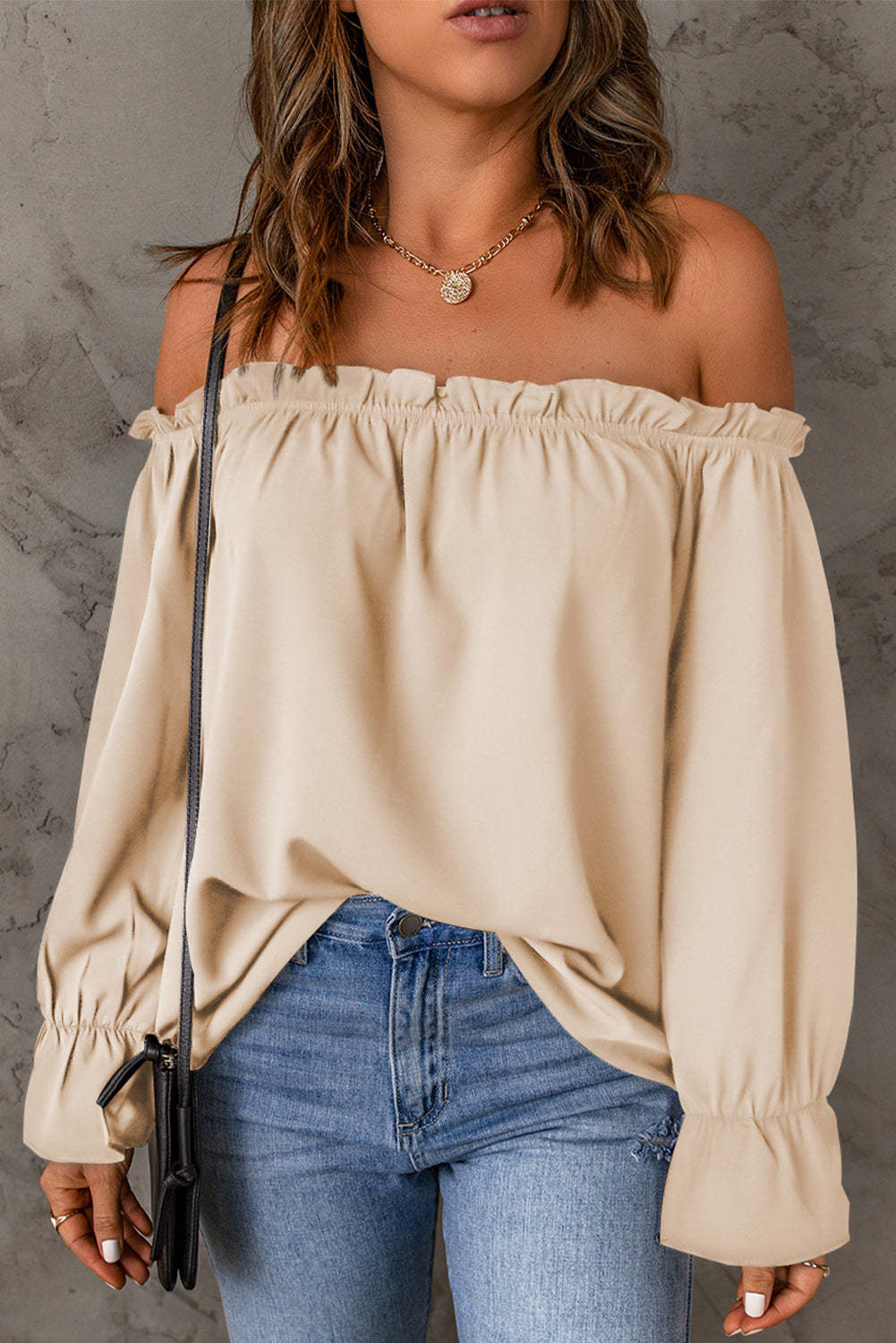 Off-Shoulder Flounce Sleeve Blouse - Lunaria