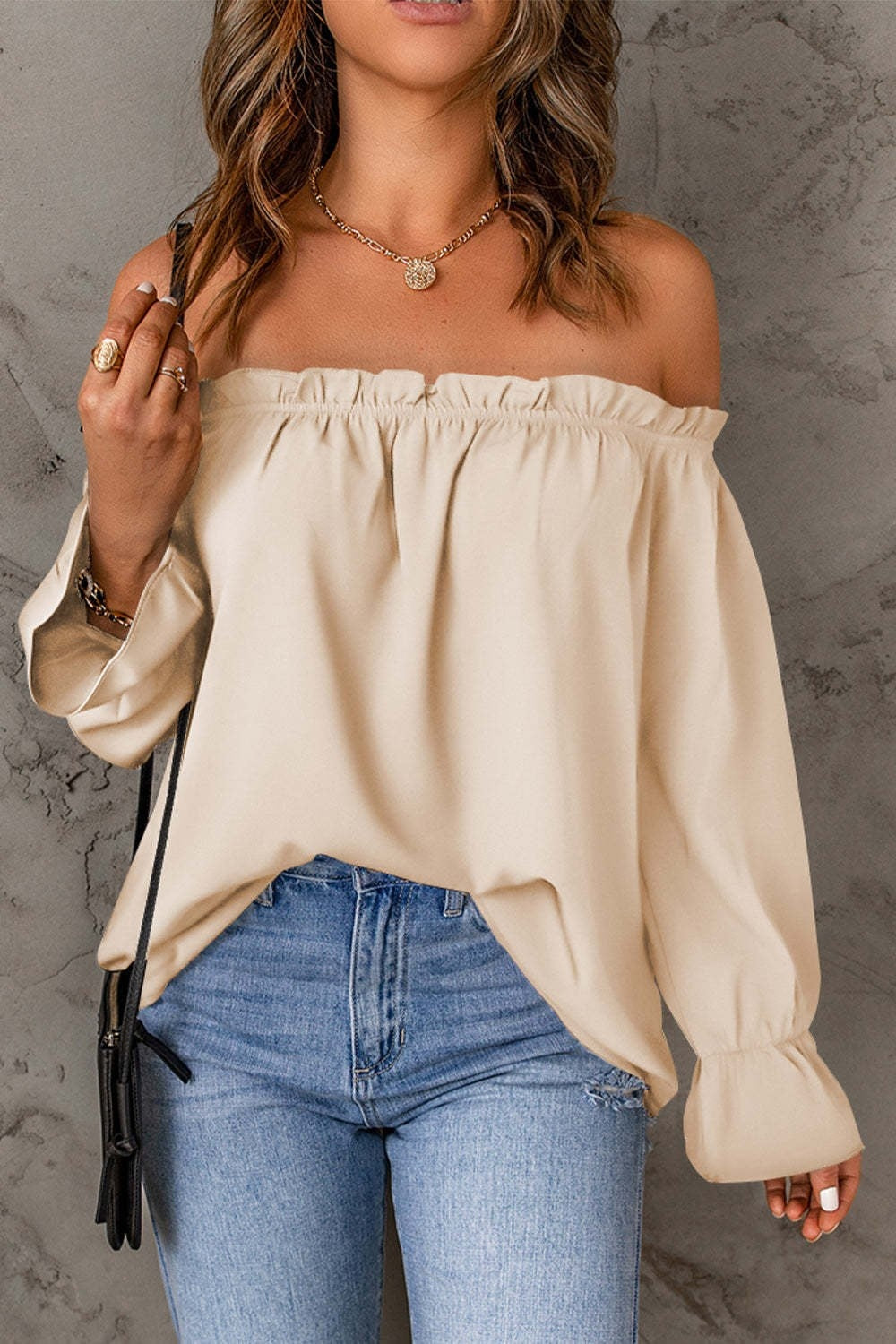 Frill Off-Shoulder Flounce Sleeve Blouse - Lunaria