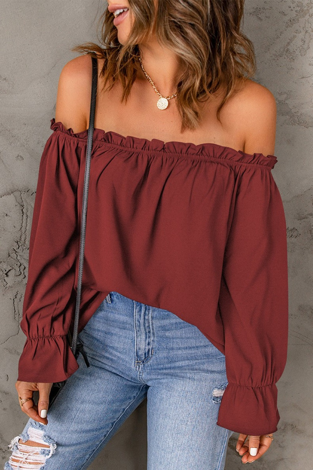 Frill Off-Shoulder Flounce Sleeve Blouse - Lunaria