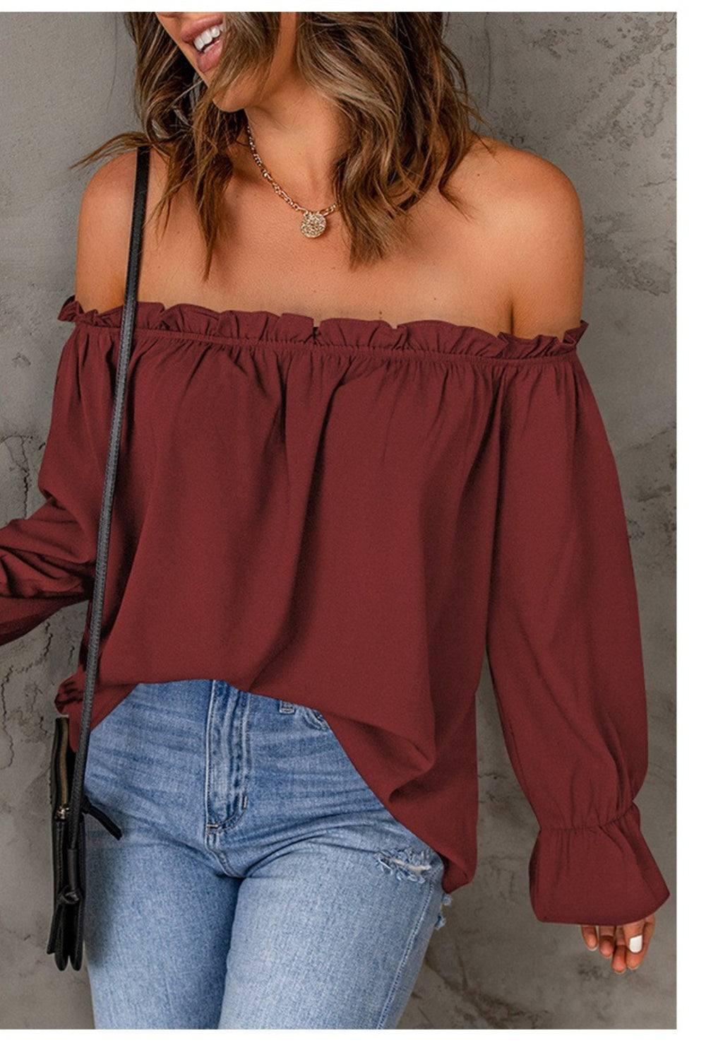 Frill Off-Shoulder Flounce Sleeve Blouse - Lunaria