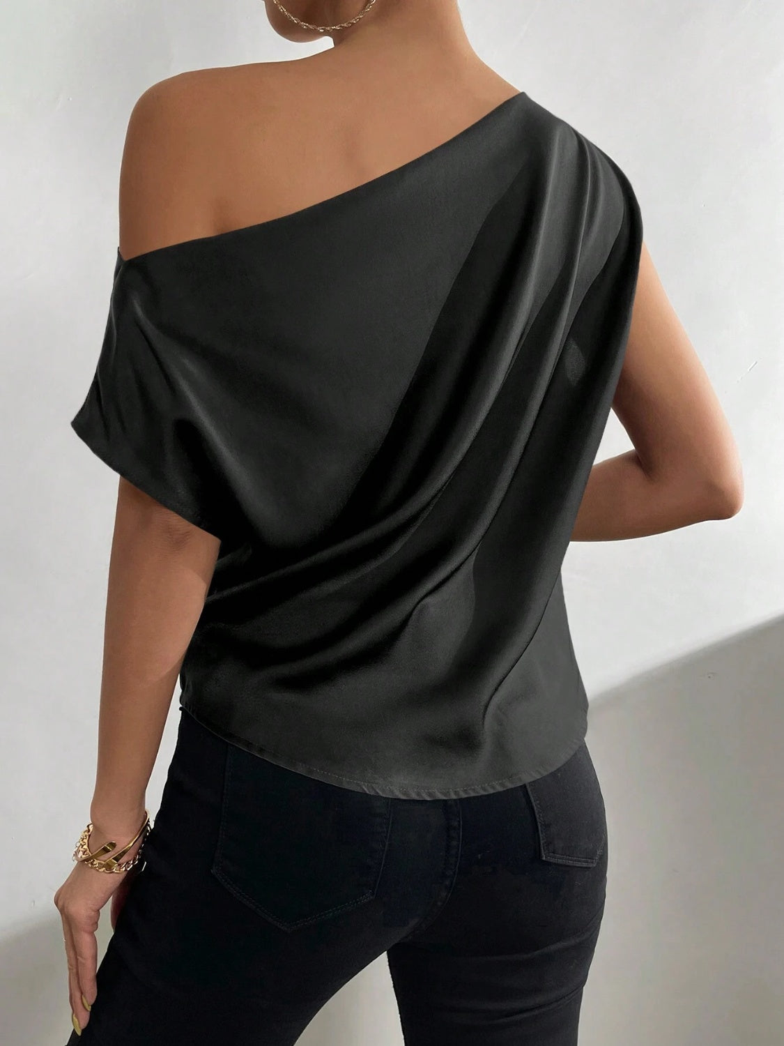 Ruched Single Shoulder Blouse - Lunaria