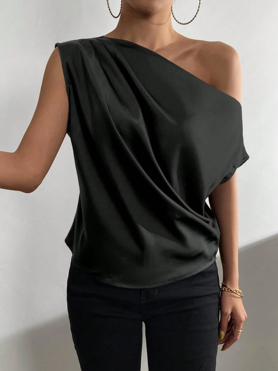 Ruched Single Shoulder Blouse - Lunaria