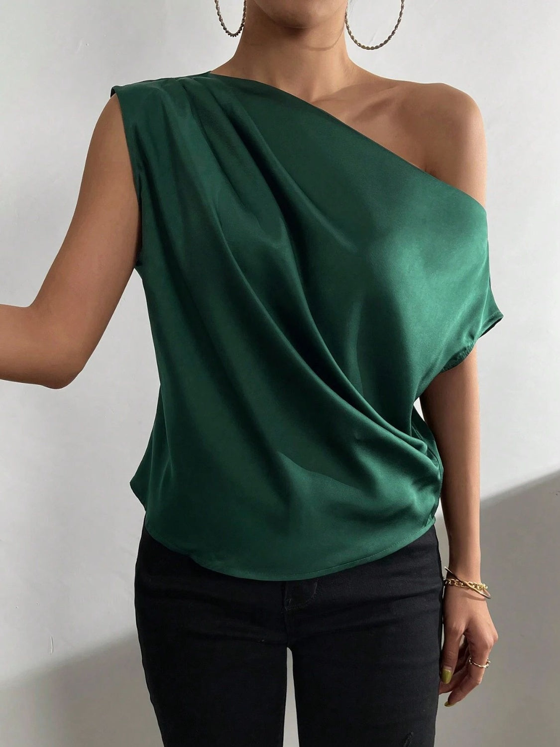 Ruched Single Shoulder Blouse - Lunaria