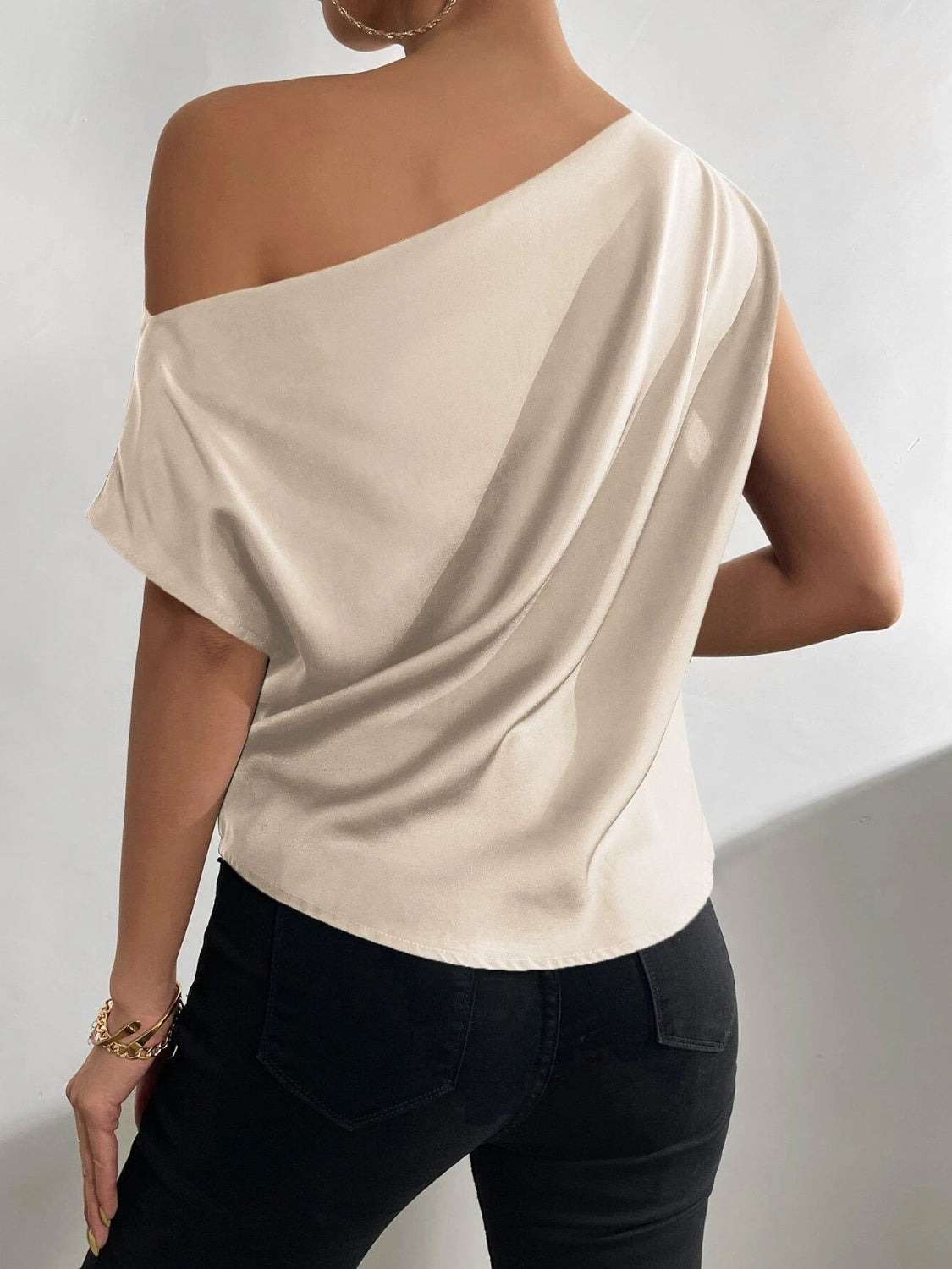 Ruched Single Shoulder Blouse - Lunaria