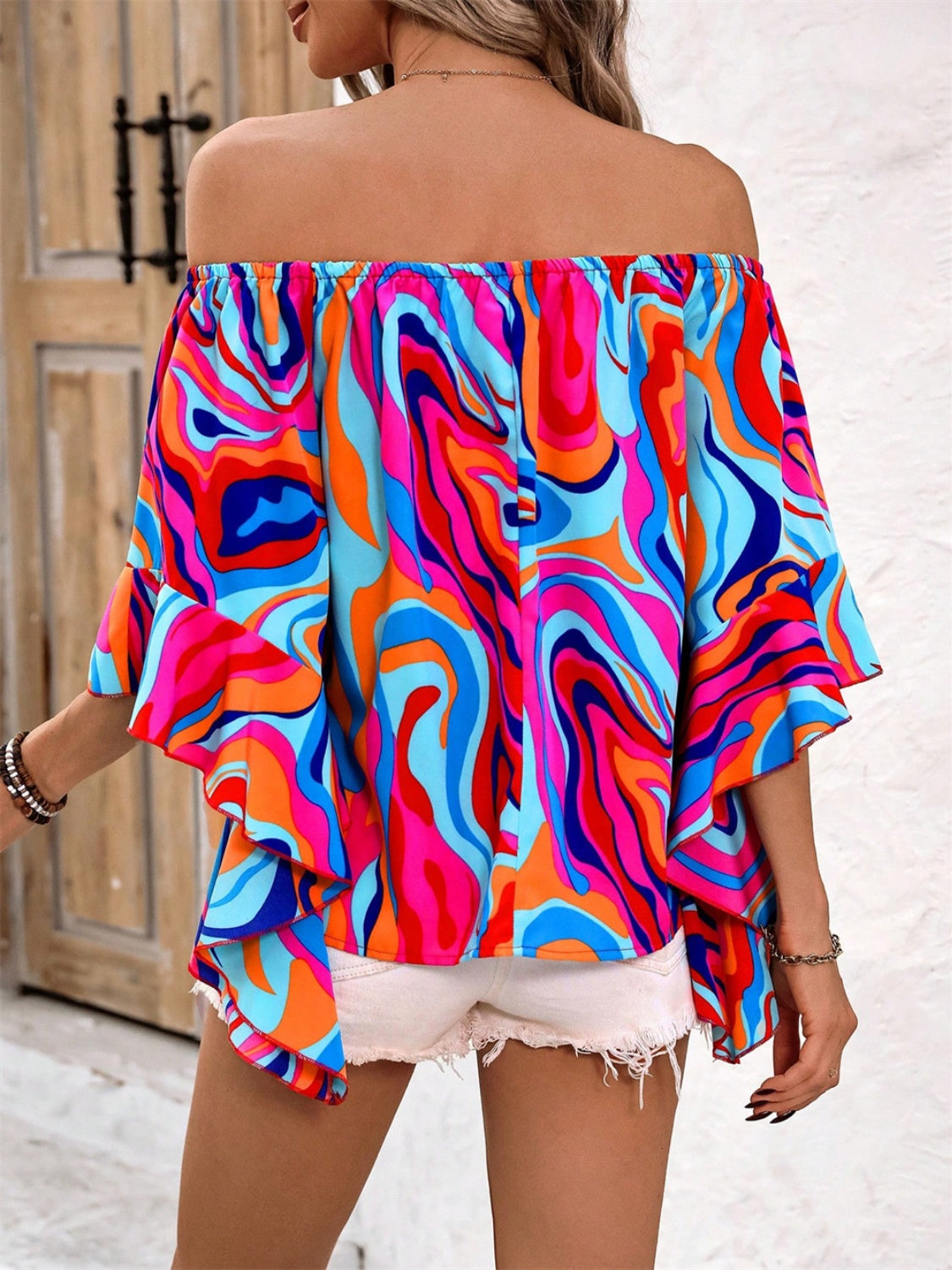 Printed Off-Shoulder Blouse - Lunaria