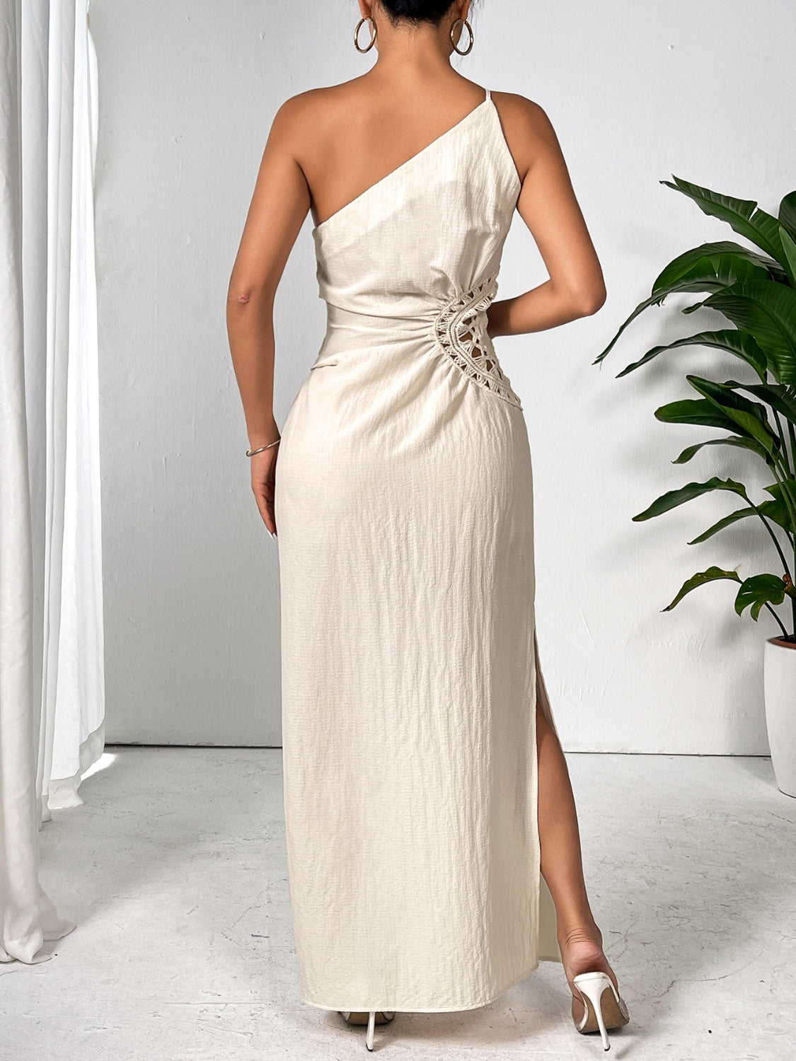 Honey Slit One Shoulder Sleeveless Maxi Dress - Lunaria